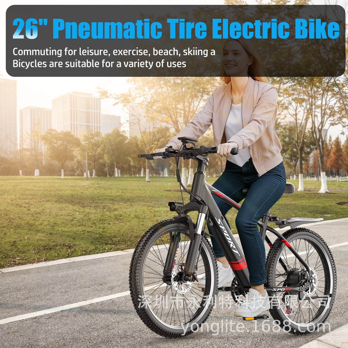 Factory Direct Sales 26inch Light 55Km Lithium Battery Mountain-Assisted Electric Bicycle Adult 7-Speed Electric Bicycle