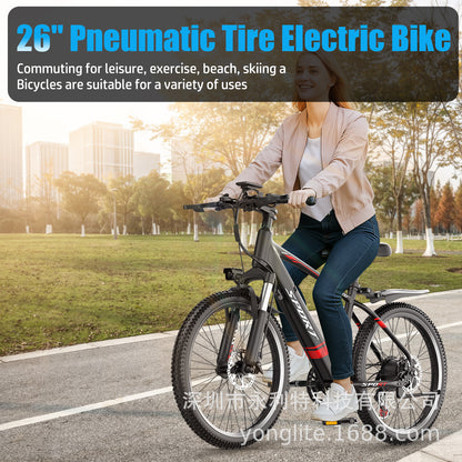 Factory Direct Sales 26inch Light 55Km Lithium Battery Mountain-Assisted Electric Bicycle Adult 7-Speed Electric Bicycle