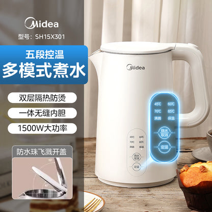 Midea Constant Temperature Electric Water Kettle Household 316L Stainless Steel Thermal Insulation Fully Automatic Intelligent Burning Sh15X301 Anti-Scalding