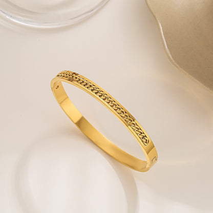 Cross-border Stainless Steel Bracelet Women's High-grade Electroplated Circle Bracelet Diamond Light Luxury Titanium Steel Fashion Jewelry