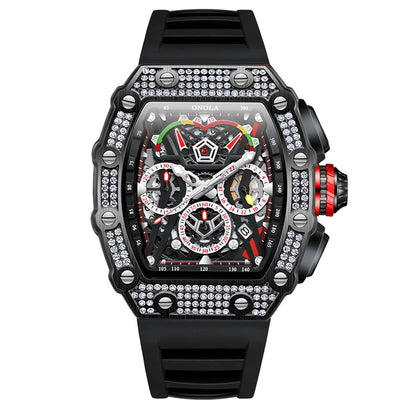 Cross-border new style ONOLA diamond multi-functional fashion waterproof quartz men's watch silicone with watch