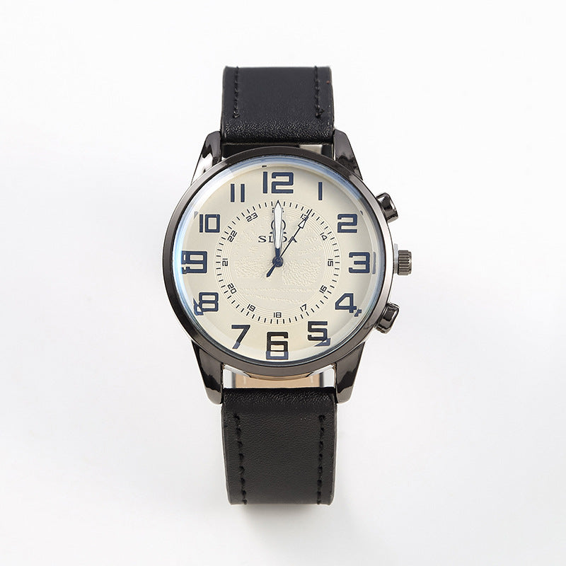 Popular Fashion Business Belt Simple Men's Watch Men's Casual Retro Digital Dial Student Quartz Watch Wholesale