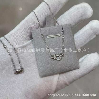 Fred Horseshoe Mini small size Full of Diamond Gifts Ins Lucky Small Bracelet Nautical Buckle Bracelet Necklace