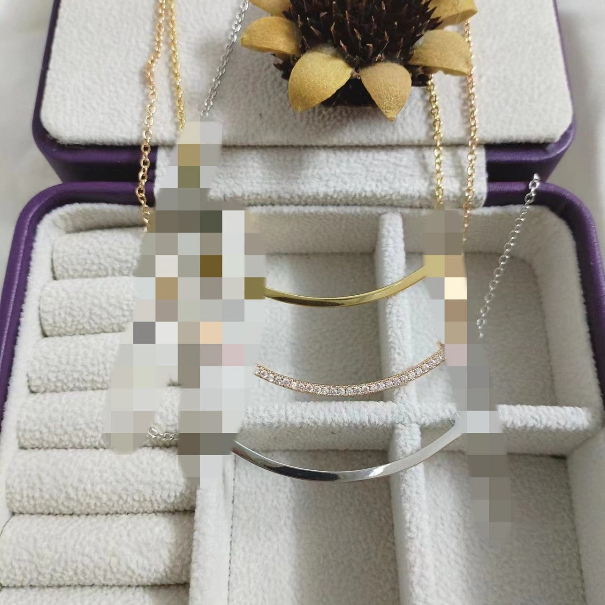 High Version T Home V Gold Smile Smiley Face Necklace Fashion Beautiful Light Luxury Full Diamond Sense Popular Clavicle Chain Gift Female OL