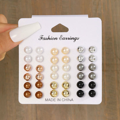 Jewelry Set New Cross-Border Hot European and American Hot Selling Imitation Pearl Alloy Jewelry Set (without Box)