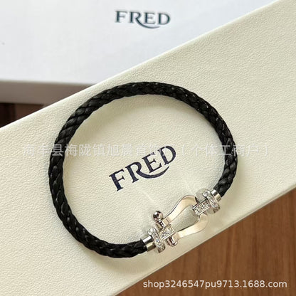 New Trendy Ins Black Samurai Black Couple's Year Horseshoe Buckle Steel Rope Bracelet Bracelet Men's Bracelet