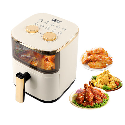 Camel Air Fryer 6L Household Large Capacity Electric Oven creamy-white Fries Baking Machine Gift Visual Fryer Wholesale