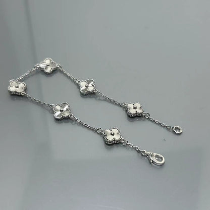 Four-leaf clover mini six-flower bracelet women's high version V gold full diamond bracelet does not fade summer silver bracelet high sense