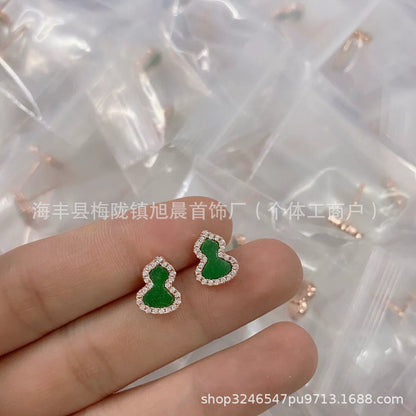 High-End Small Gourd Earrings for Women, Rose Earrings, Chinese Style Light Luxury, High-End, Temperament and Fashionable Earrings