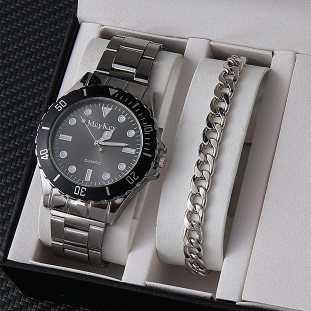 Factory direct sales calendar steel watch men's large dial quartz watch cross-border hot foreign trade men's watches wholesale