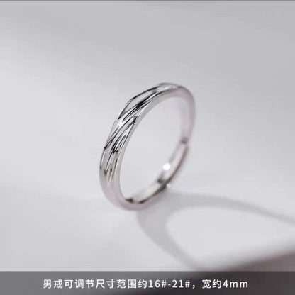925 silver plated Mobius couple ring fashion personality niche design plain ring for men and women