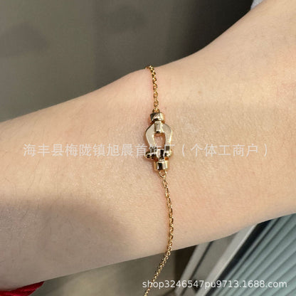 Fred Horseshoe Mini small size Full of Diamond Gifts Ins Lucky Small Bracelet Nautical Buckle Bracelet Necklace