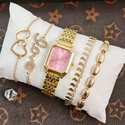 New Trendy Square Women's Quartz Watch Fashion Steel Band Women's Wristwatch Wholesale from Manufacturer in Stock