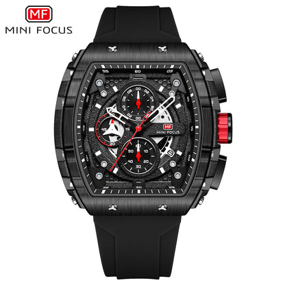Mini Focus Brand Watch Outdoor Style Barrel Men's Watch Curved Mirror Gradient Cut Out Men's Watch 0399g