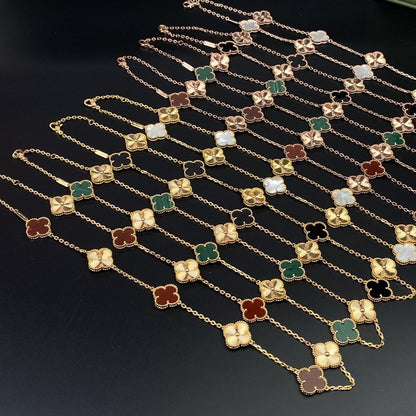 Four Seasons Ten Flower Necklace Female 9 Sterling Silver Four-Leaf Clover Necklace Light Luxury Fashion Temperament All-Match Gift for Girlfriend.