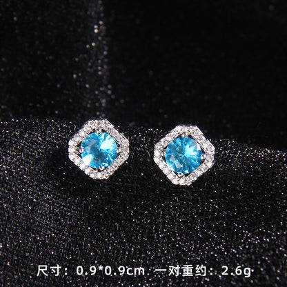 Set of Zircon Cross-Border Aliexpress Crystal Square Diamond Full Diamond Perfume Bottle Necklace Women's Jewelry Earrings Hot Selling Earrings