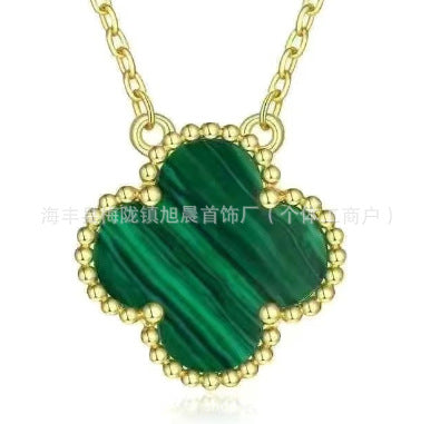 Latest Product 2025 Fanjia Four-Leaf Necklace 15mm Carnelian White Mother-Of-Pearl Pendant Clavicle Chain Couple Gift Fashion