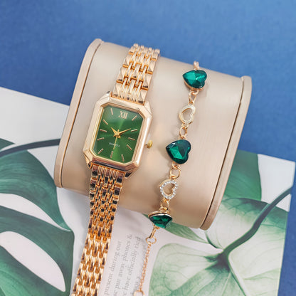 2025 New Light Luxury Steel Band Women's Watch Female Student Fashion Simple Square Quartz Watch Wholesale