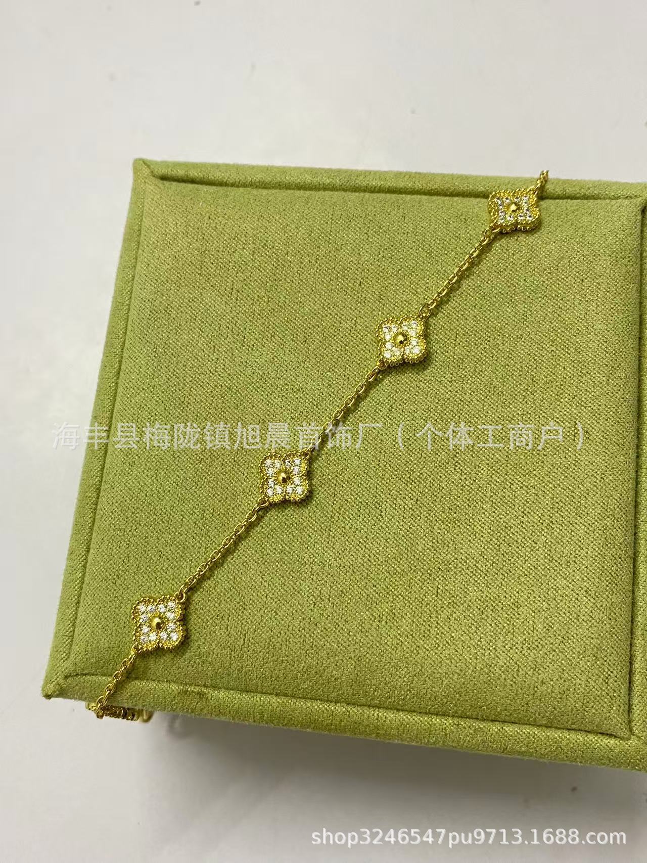 High Version Fanjia Four-Leaf Clover 6 Small Flower Bracelet Cnc Precision Natural Carnelian Lucky Bracelet V Gold Plated 18K Gold