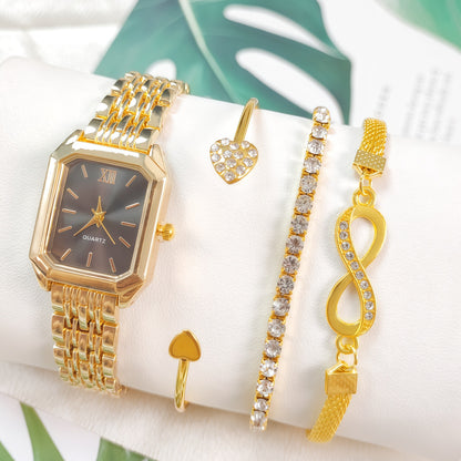 2025 New Light Luxury Steel Band Women's Watch Female Student Fashion Simple Square Quartz Watch Wholesale