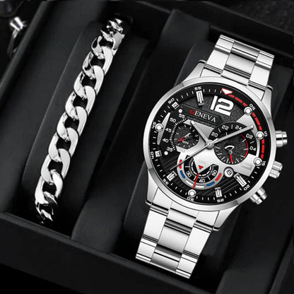 Factory direct sales calendar steel watch men's large dial quartz watch cross-border hot foreign trade men's watches wholesale