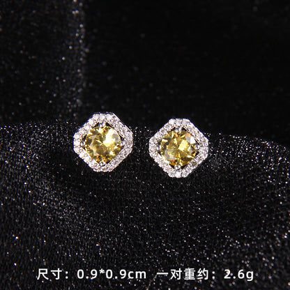 Set of Zircon Cross-Border Aliexpress Crystal Square Diamond Full Diamond Perfume Bottle Necklace Women's Jewelry Earrings Hot Selling Earrings