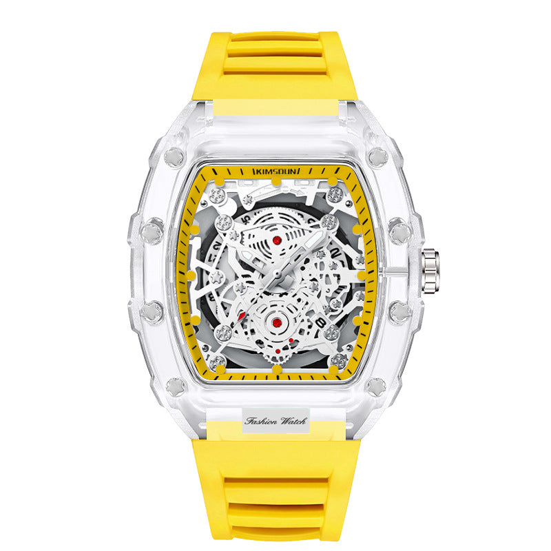 Foreign Trade Cross-Border Watch Personalized Barrel-Shaped Quartz Watch Fashionable Transparent Men's Watch Wholesale Waterproof Watch Watch