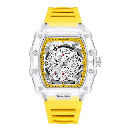 Foreign Trade Cross-Border Watch Personalized Barrel-Shaped Quartz Watch Fashionable Transparent Men's Watch Wholesale Waterproof Watch Watch