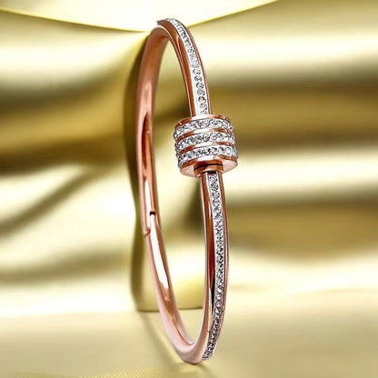 Cross-border Stainless Steel Bracelet Women's High-grade Electroplated Circle Bracelet Diamond Light Luxury Titanium Steel Fashion Jewelry