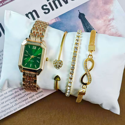 New Trendy Square Women's Quartz Watch Fashion Steel Band Women's Wristwatch Wholesale from Manufacturer in Stock