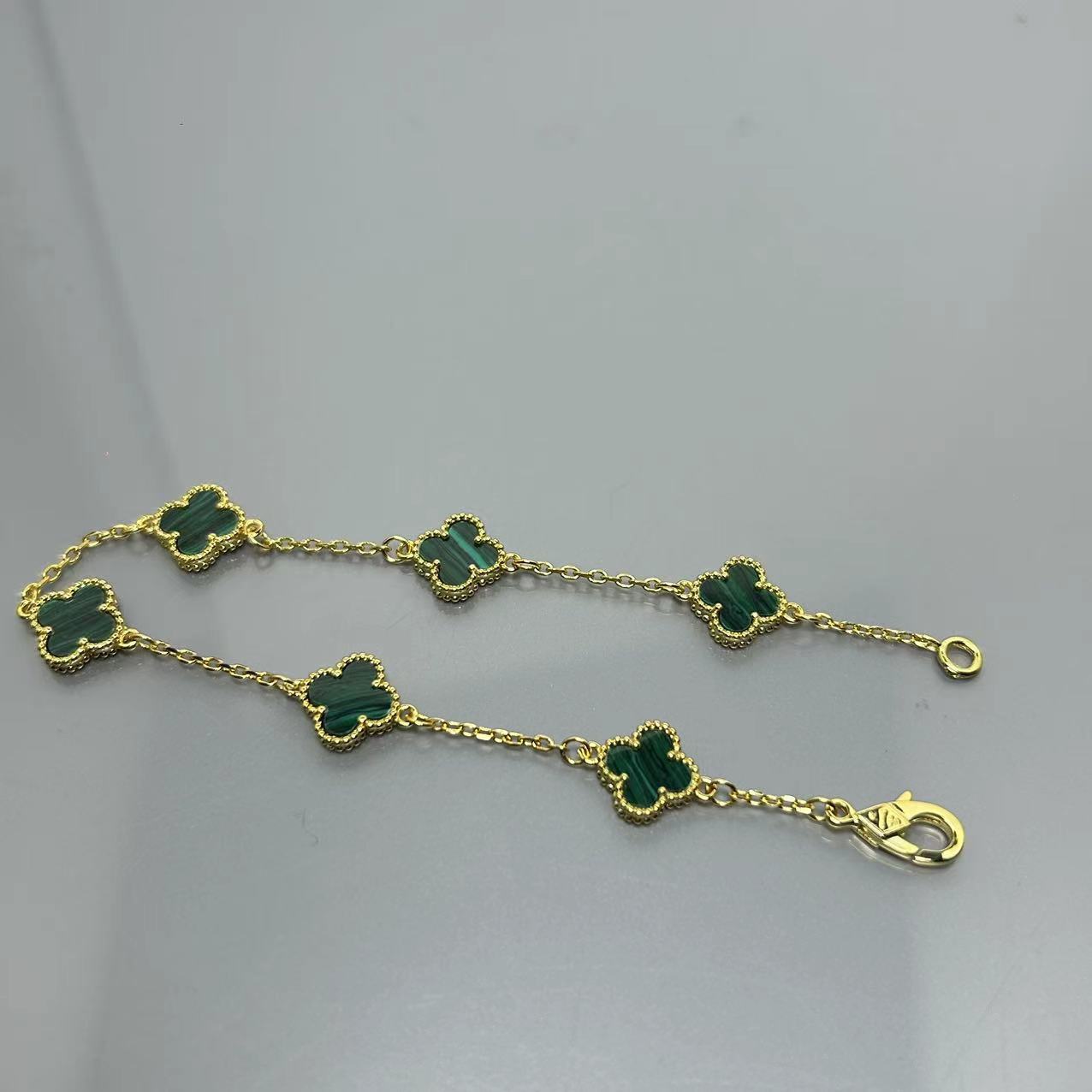 Four-leaf clover mini six-flower bracelet women's high version V gold full diamond bracelet does not fade summer silver bracelet high sense