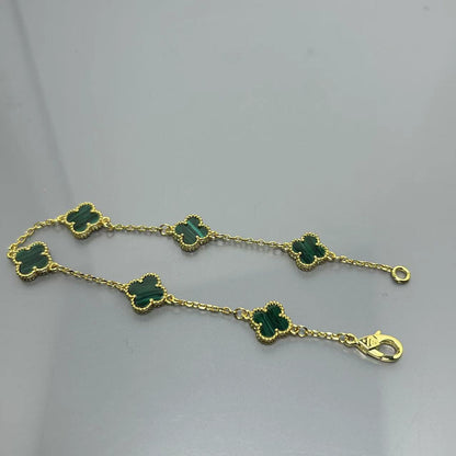 Four-leaf clover mini six-flower bracelet women's high version V gold full diamond bracelet does not fade summer silver bracelet high sense