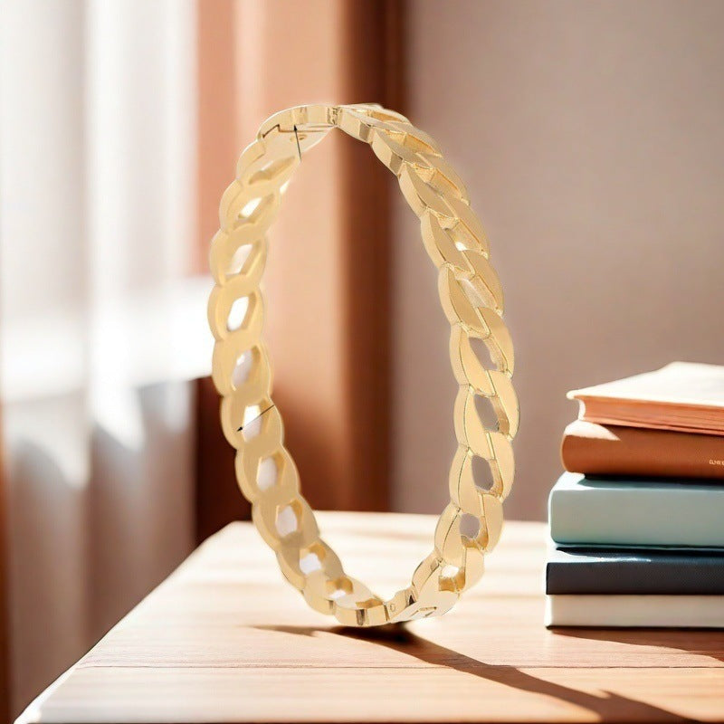Cross-border Stainless Steel Bracelet Women's High-grade Electroplated Circle Bracelet Diamond Light Luxury Titanium Steel Fashion Jewelry