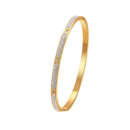 Cross-border Stainless Steel Bracelet Women's High-grade Electroplated Circle Bracelet Diamond Light Luxury Titanium Steel Fashion Jewelry