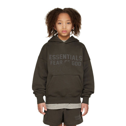 Fashionable Brand Kidsren's Clothing Essentials Autumn and Winter Clothing Fog Boys and Girls High Street Fashion Loose Hooded Velvet Sweatshirt