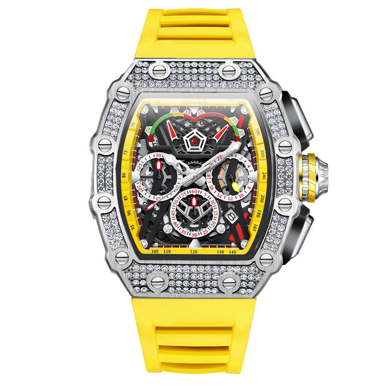 Cross-border new style ONOLA diamond multi-functional fashion waterproof quartz men's watch silicone with watch