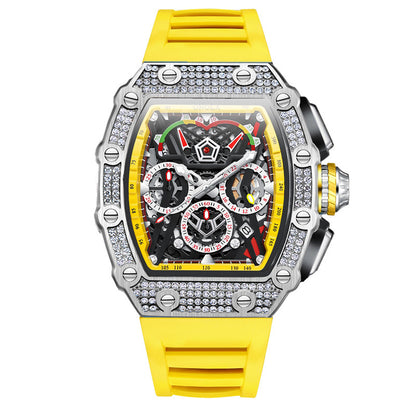 Cross-border new style ONOLA diamond multi-functional fashion waterproof quartz men's watch silicone with watch