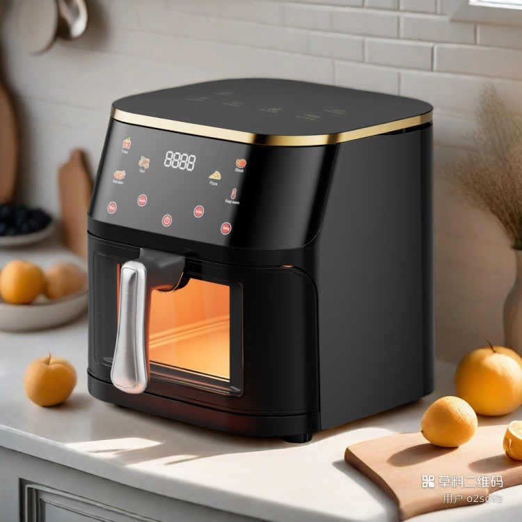 Air Fryer Stainless Steel Touch Computer Air Fryer Fried Chicken Fries Household Large Capacity Visual Electric Fryer
