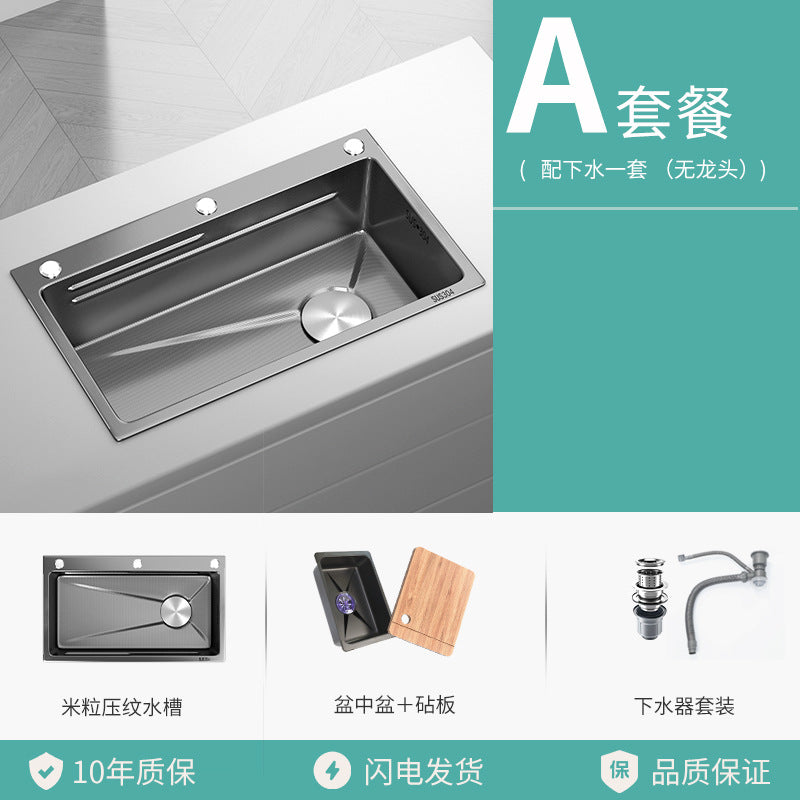 SOURCE Factory Handmade Kitchen 304 Stainless Steel Sink Japanese Household Nano Sink Single Basin under Counter Vegetable Washing