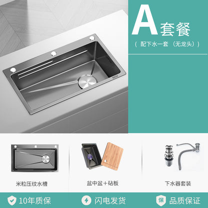 SOURCE Factory Handmade Kitchen 304 Stainless Steel Sink Japanese Household Nano Sink Single Basin under Counter Vegetable Washing