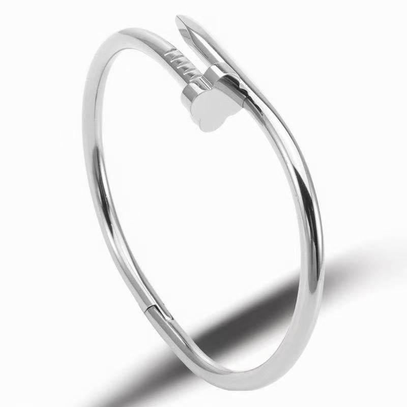 European and American Cross-Border Stainless Steel Bracelet, Titanium Steel Nail Bracelet for Women, Non-Fading, Simple, Versatile, Fashionable and Elegant Bracelet