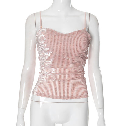 Ztp1392 European and American Style Cross-Border Women's Clothing Spring and Summer Amazon New off-the-Shoulder Strap Chest Pad Vest off-the-Navel Top