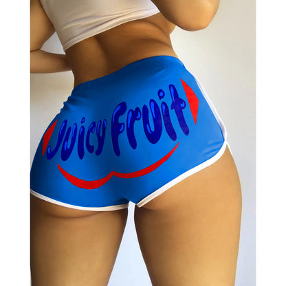 S390076 Amazon Hot Selling European and American Clothing Sexy Tight Shorts Letter Printed Popular Shorts Yoga Pants