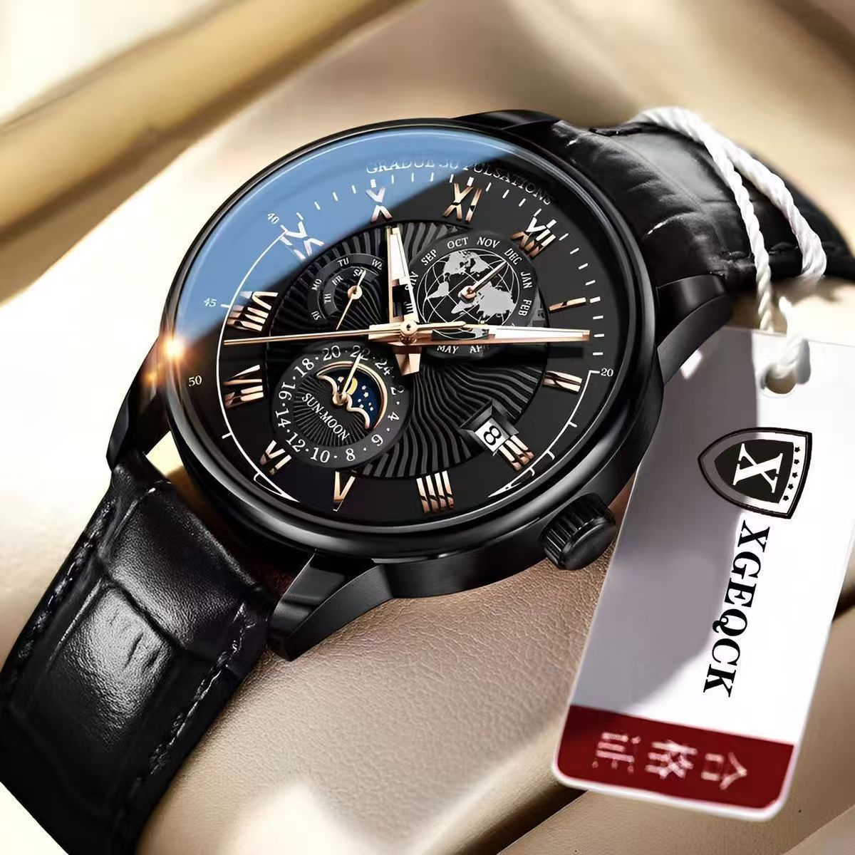 Cross-Border Men's Watch Business High-End Handsome Non-Mechanical Calendar Belt Cool High-End Boys Quartz Watch