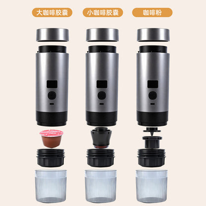 Cross-Border Portable Capsule Coffee Machine Three-In-One Rechargeable High-Pressure Portable Coffee Machine Espresso Heating Travel