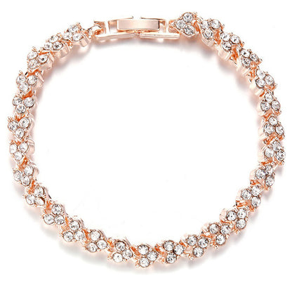 Wish Popular Heart-Shaped Diamond-Plated Silver-Plated Roman Bracelet Girls Fashion Crystal Bracelet Bracelet Bracelet