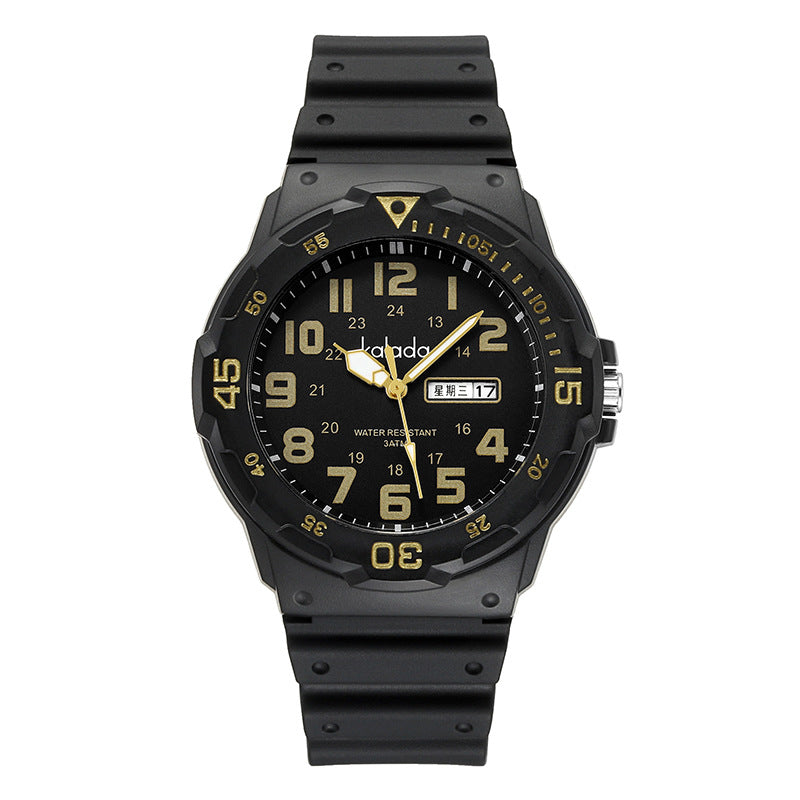 Trendy watches men's sports men's students waterproof anti-fall boys double calendar watch generation box link