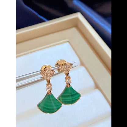 Light Luxury High-end Sense Big Brand Style Natural Shell Fan-shaped Fashion Beautiful Fan-shaped Diamond-encrusted Fashion Wearing Niche Design