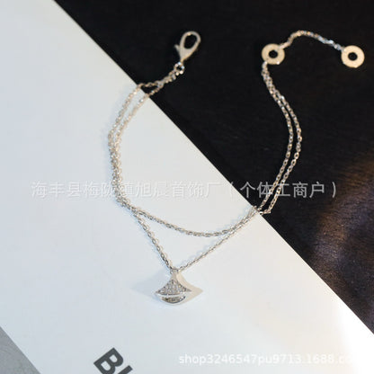 New High Version Plated Mi Gold CNC Seiko Skirt Bracelet High White Fritillaria Fan-shaped Bracelet for Women Light Luxury All-match