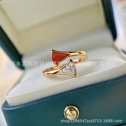 2024 New 18k Gold Snake Bone Ring Narrow Edition Snake Ring Snake Ring Rose Gold White Gold Diamond Fashion Beautiful O